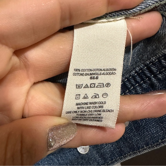 Free People Blue Denim Jacket with Gray Sleeves - Picture 5 of 12